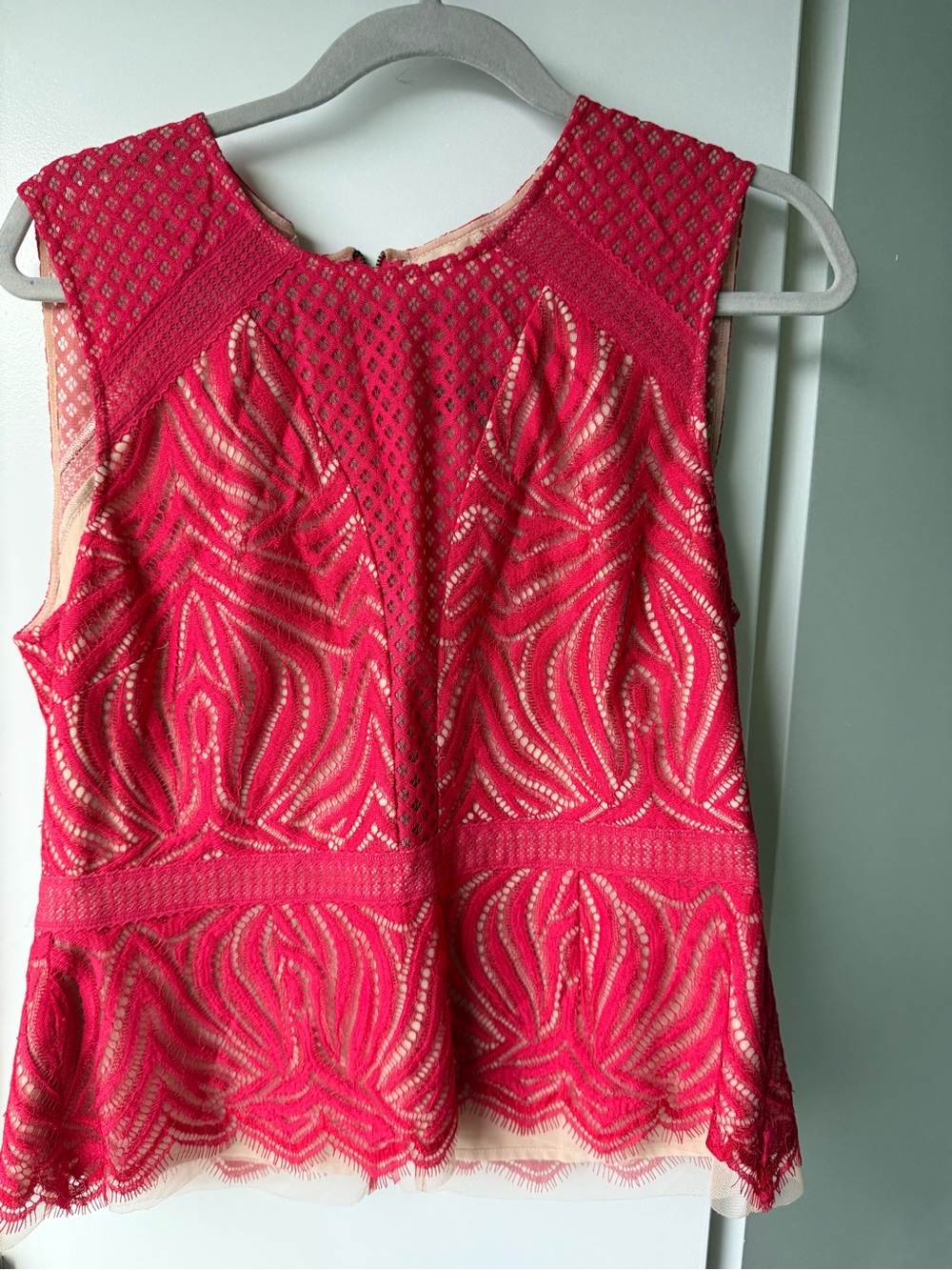 BCBGMaxAzria Red Lace Blouse